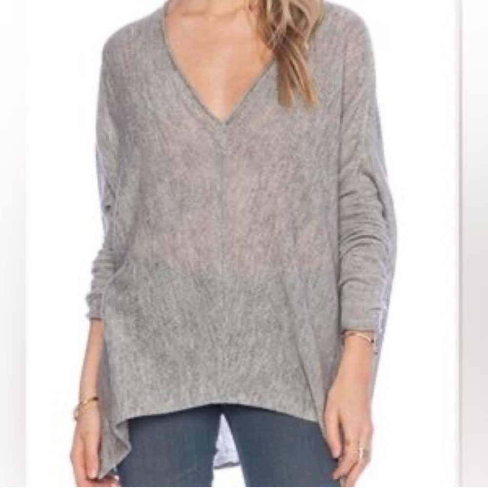 Free People Gray V-Neck Sweater